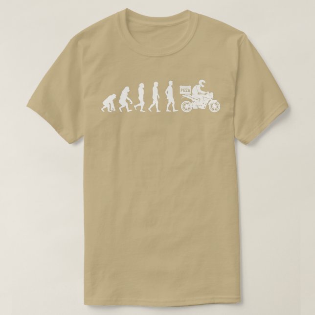 Human Evolution Pizza Delivery Guy Eating Pizza it T Shirt (Design framsida)