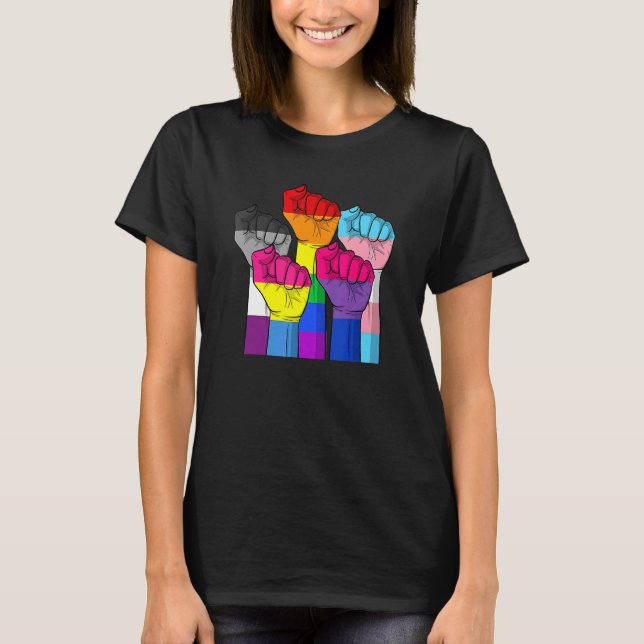Human Fist Lgbt Pride Gay Lesbisk Transgender Bise T Shirt (Framsida)