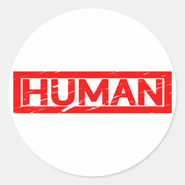 Human Frimärke Runt Klistermärke (Framsida)