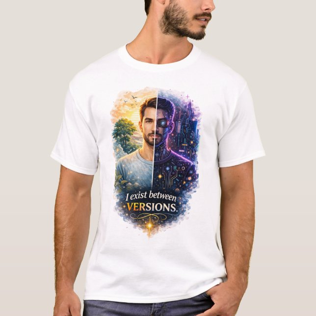 Human Future Identity Transformation Art T Shirt (Framsida)