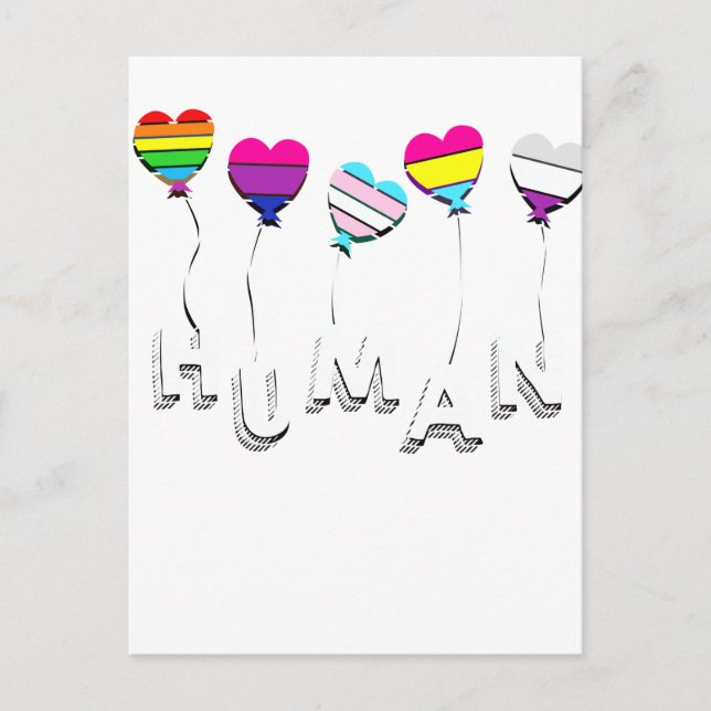 Human - Gay Lesbisk Bisexual Transgender Pansexual Vykort (Framsida)