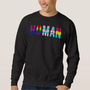 Human Gay pride Flagga Cute Lgbtq Rainbow for Prid Lång Ärmad Tröja
