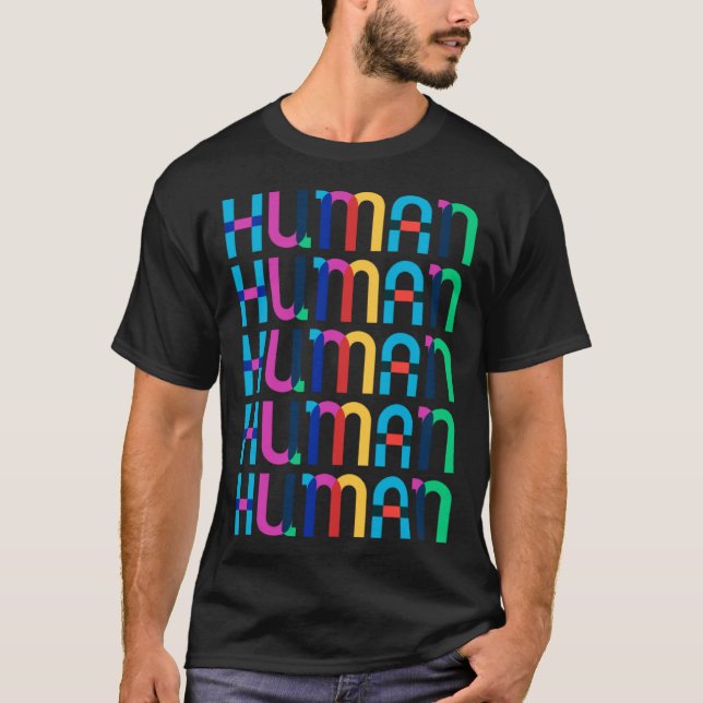 HUMAN Gay Pride Month Transgender Rainbow LGBTQ 2 T Shirt (Framsida)