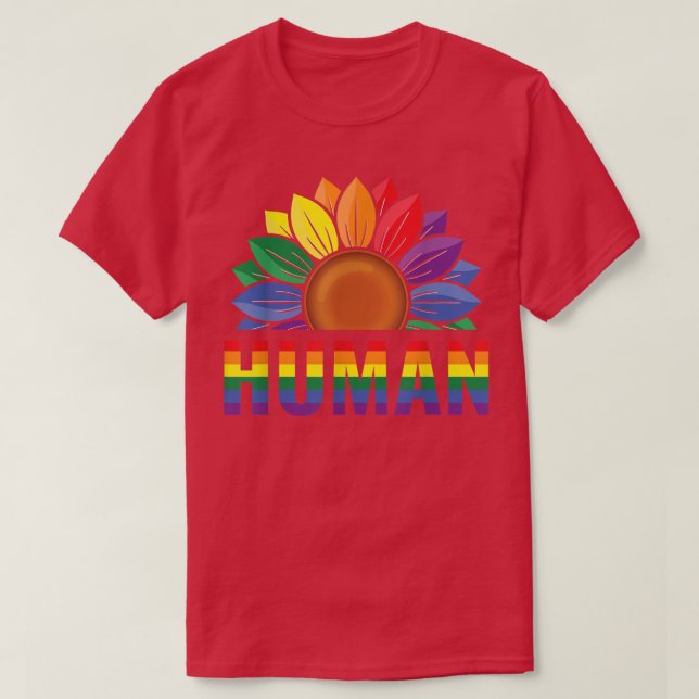 Human Gay Sunflower Pride Rainbow Proud Support Eq T Shirt (Design framsida)