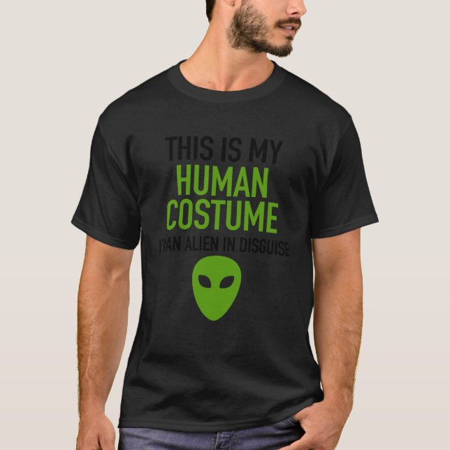 Human Halloween Costume Im Verkligen och Alien UFO T Shirt (Framsida)