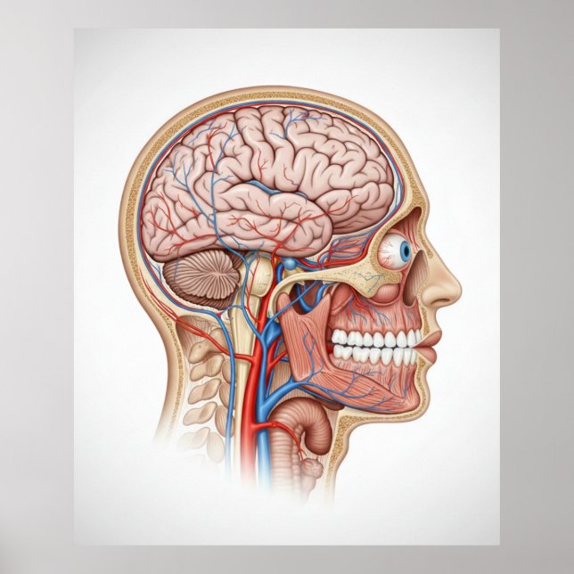 Human Head and Brain Anatomy Science Poster (Framsidan)