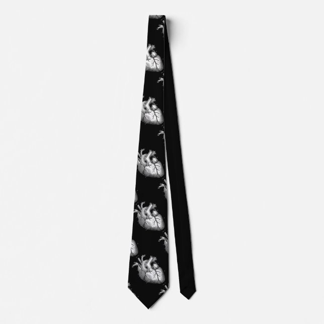 Human Heart Macabre Black & White Silky Neck Tie Slips (Framsida)