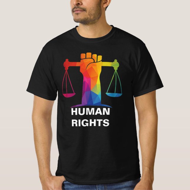Human Högers gay pride HGBTQIA+ Law Scale T-Shirt (Framsida)