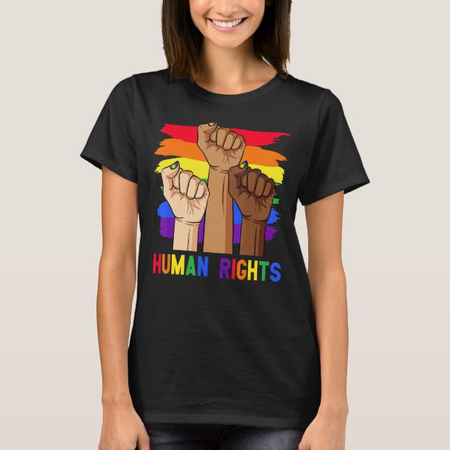 Human Högers Power Fist Lgbt Pride Gay Lesbisk Tra T Shirt (Framsida)