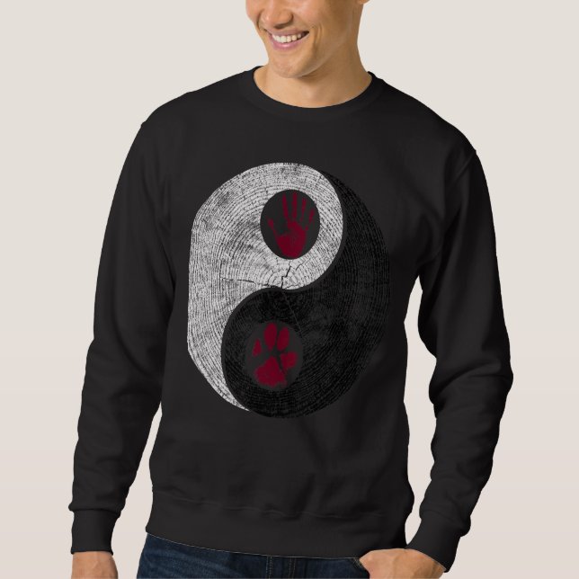 Human Hund Yin Yang Lång Ärmad Tröja (Framsida)