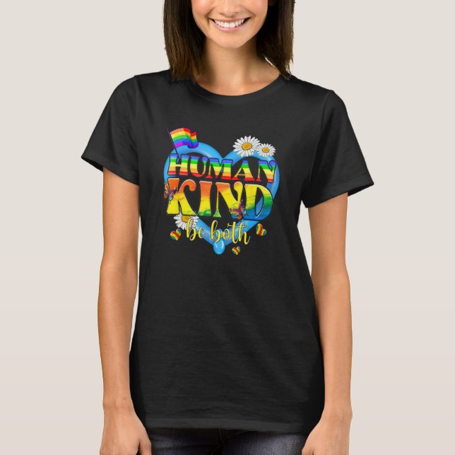 Human Kind Be Both LGBTQ Ally Pride Rainbow Kindne T Shirt (Framsida)