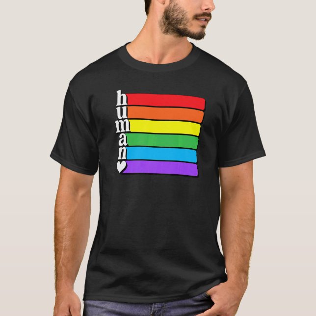 Human LGB Flagga Human Höger Gay Lesbisk Trans LGB T Shirt (Framsida)
