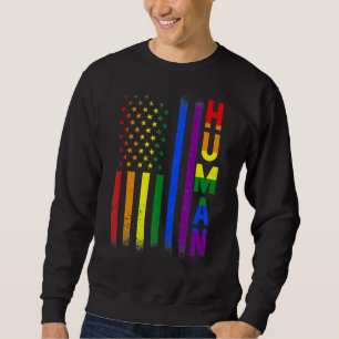 Human Lgbt American Flagga Rainbow Flagga Gay prid Lång Ärmad Tröja