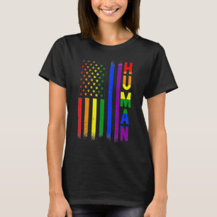 Human Lgbt American Flagga Rainbow Flagga Gay prid T Shirt
