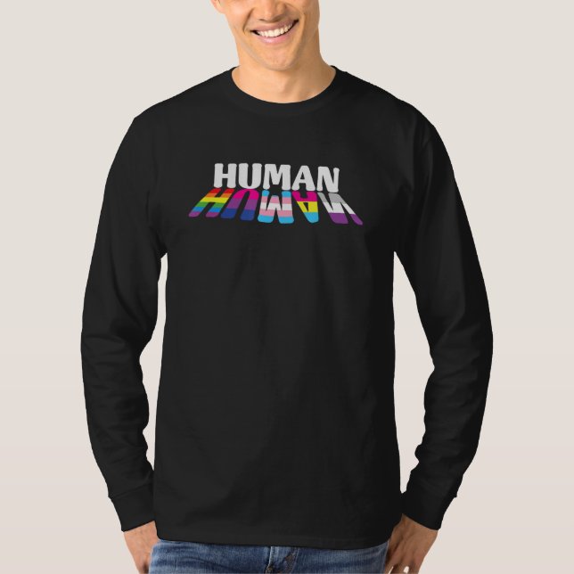 HUMAN LGBT Flag Gay Pride Month Transgender Rainbo T Shirt (Framsida)