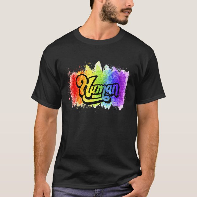 Human Lgbtq Flagga Proud Ally Equality Rainbow T Shirt (Framsida)