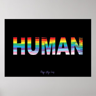 HUMAN LGBTQIA Rainbow Flagga, Pride Brev Coola Poster