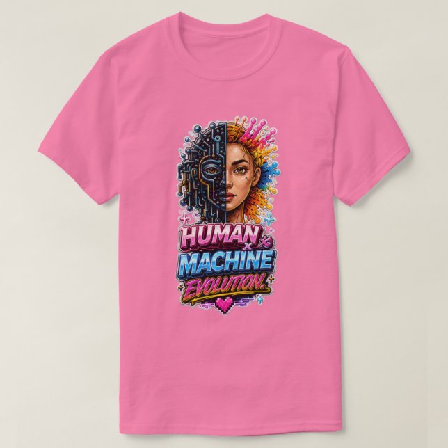 Human Machine Evolution – AI Konst   T Shirt (Design framsida)
