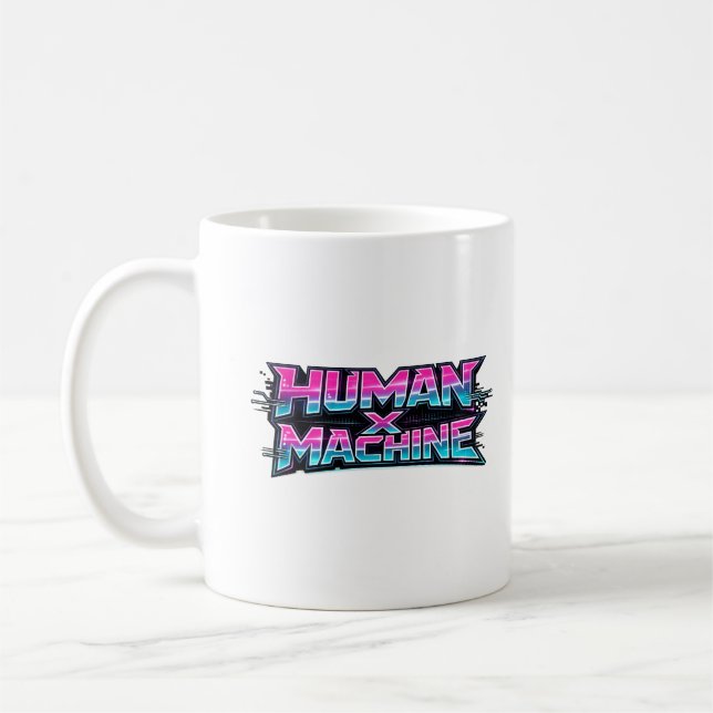 Human × Machine Futuristisk Tech Kaffe Mugg (Vänster)