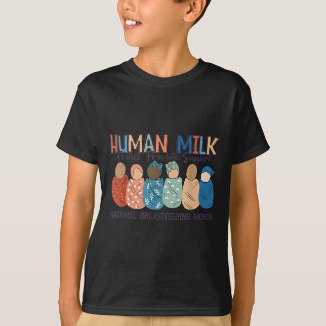 Human Milk Moms Milk S National Breastfeeding Mont T Shirt (Framsida)