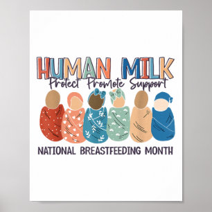 Human Milk Moms Mjölk S Nationella Amnings Månad Poster