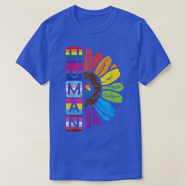 Human Rainbow Gay Solros Cute LGBTQ Pride Flaggor T Shirt (Design framsida)