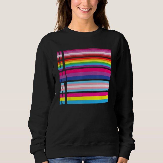 HUMAN Rainbow LGBT Flag Gay Pride Month Lesbian 5 T Shirt (Framsida)