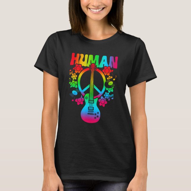 HUMAN Rainbow LGBT Flag Gay Pride Month Lesbian 9 T Shirt (Framsida)