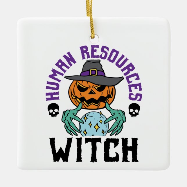 Human Resources Witch HR Halloween Julgransprydnad Keramik (Framsida)