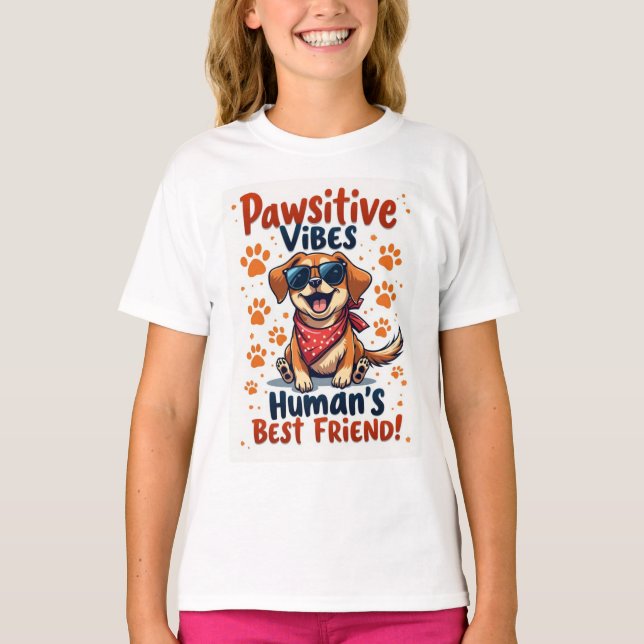 Human’s Best Friend Cute Dog T Shirt (Framsida)