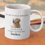 Human Servant Funny Golden Retriever Watercolor Kaffemugg<br><div class="desc">Den här designen kan vara personlig i det område som tillhandahålls genom att ändra fotot och/eller text. Du kan också anpassa den genom att klicka på Anpassa den här mallen och sedan välja klicka för att anpassa ytterligare alternativ och ta bort eller ändra färg i bakgrunden, lägga till text, ändra...</div>