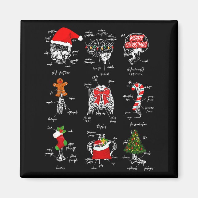 Human Skeleton Anatomy Christmas Medical Student X Magnet (Framsidan)