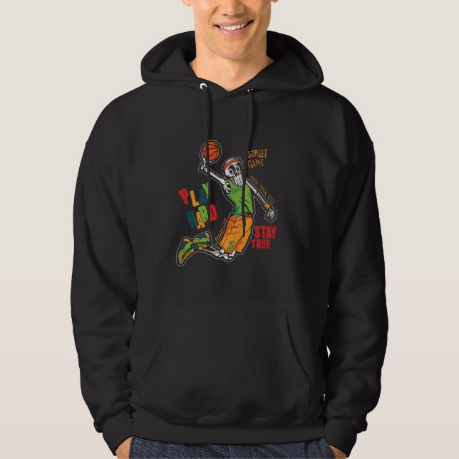 Human Skeleton Drinking Coffee Funny Halloween Sku Hoodie (Framsida)
