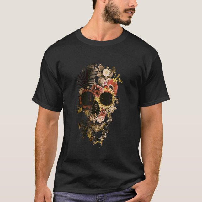 Human Skeleton Head Grave Yard Garden T Shirt (Framsida)
