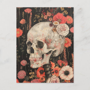 Human Skeleton in Flowers Vykort