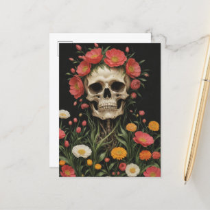 Human Skeleton in Flowers Vykort