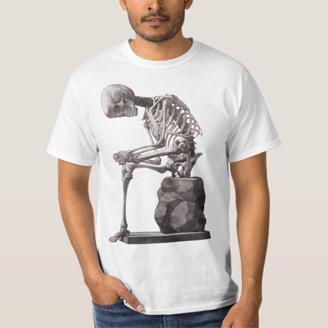 Human Skeleton Sitta Anatomy Art T Shirt (Framsida)