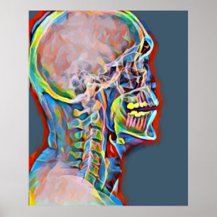 Human Skeleton Skull Xray Abstrakt Art Poster