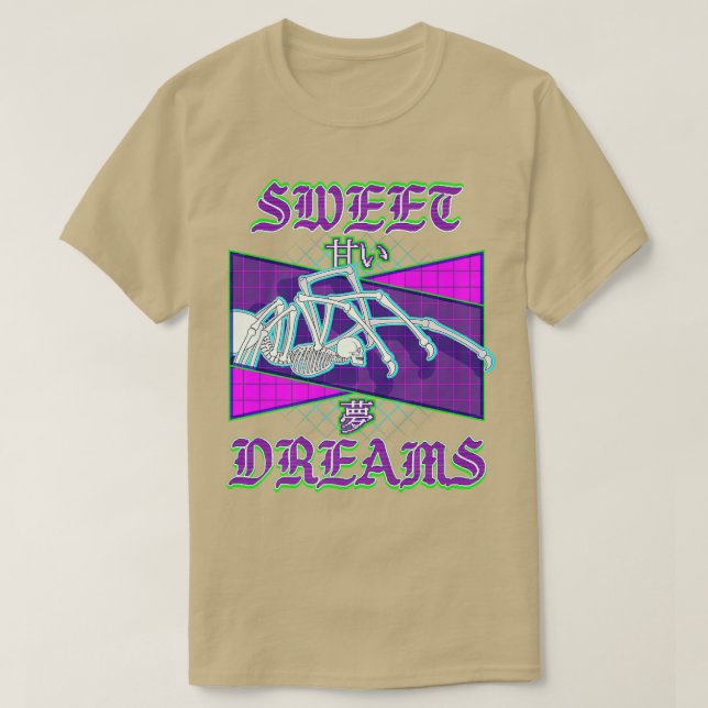 Human Skeleton Spider Vaporwave Outrun Stil Stree T Shirt (Design framsida)