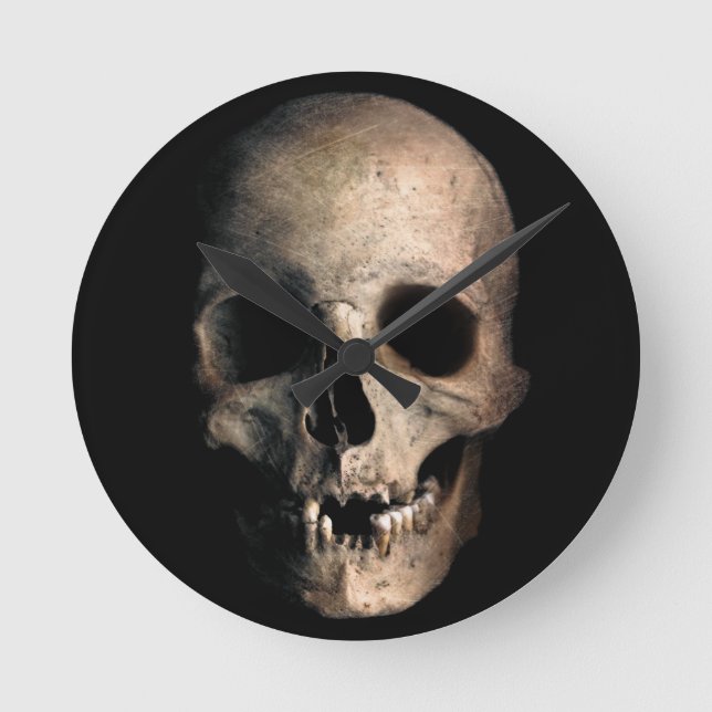 Human Skull Head Ansikte Rund Klocka (Framsida)