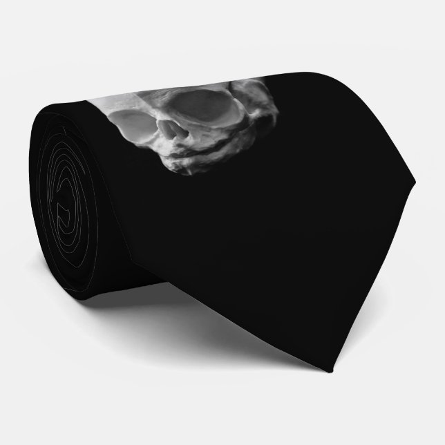 Human Skull Macabre Silky Black Necktie Slips (Rullad)