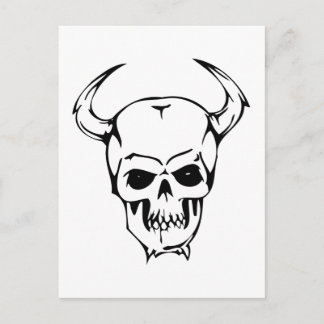 Human Skull med horn Vykort