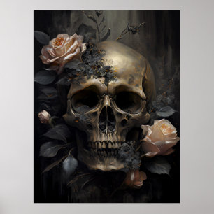Human Skull och Ro Mörk Gothic Poster