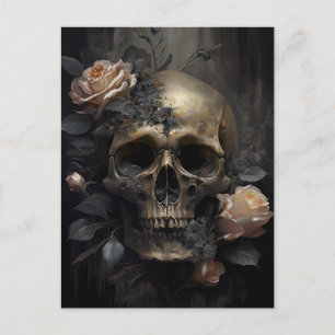 Human Skull och Ro Mörk Gothic Vykort