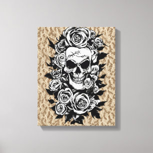Human Skull Ro Goth Original bläck teckning Art Canvastryck