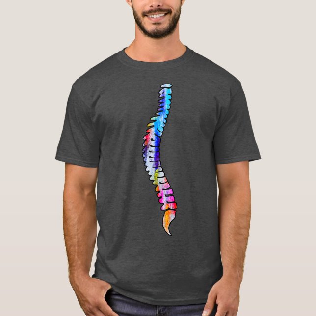 Human Spine Vertebral Column Anatomy Watercolor T Shirt (Framsida)