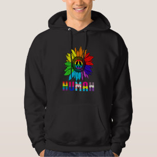 Human Sunblomsterregnbåge Lgbt Flagga Gay pride Pr Hoodie
