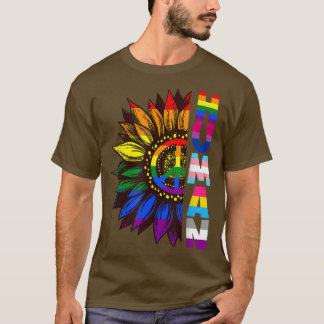Human Sunblomsterregnbåge LGBT Flagga Gay pride Pr T Shirt