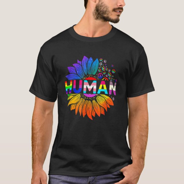 Human Sunflower Rainbow LGBT Flag Gay Pride Proud  T Shirt (Framsida)