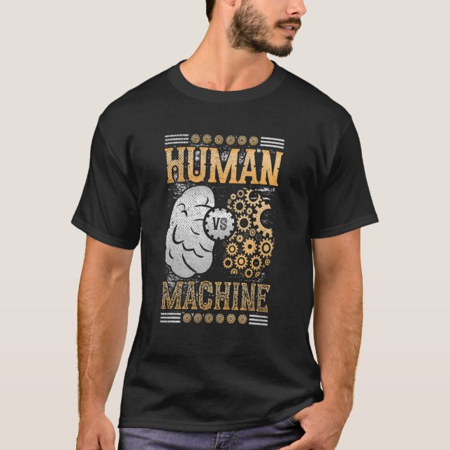 Human Vs Maskin Steampunk T Shirt (Framsida)